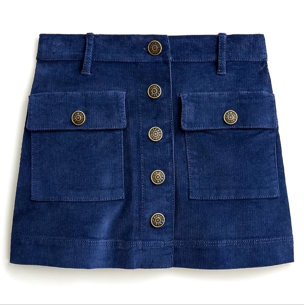 Crewcuts girls corduroy button front Mini skirt, 7, blue